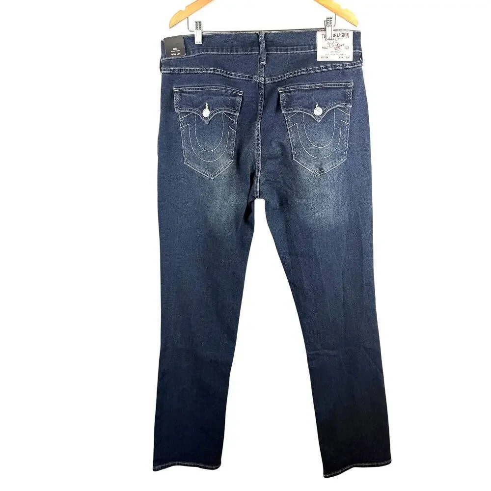 True Religion Ricky SN Flap Straight Relaxed Jean Dark Woodland Wash Men's 36x35